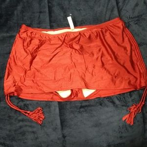 Cacique Swim 18 Bikini Skirt Bottoms Cranberry